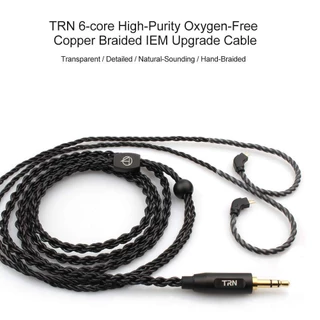 Adicionar à lista TRN A3 6 núcleos atualizado cabo banhado a prata preto 3.5mm 0.75/0.78mm 2 pinos MMCX cabo de auscultadores V30/V20/V80/V90/ZST/EDX/ZS6