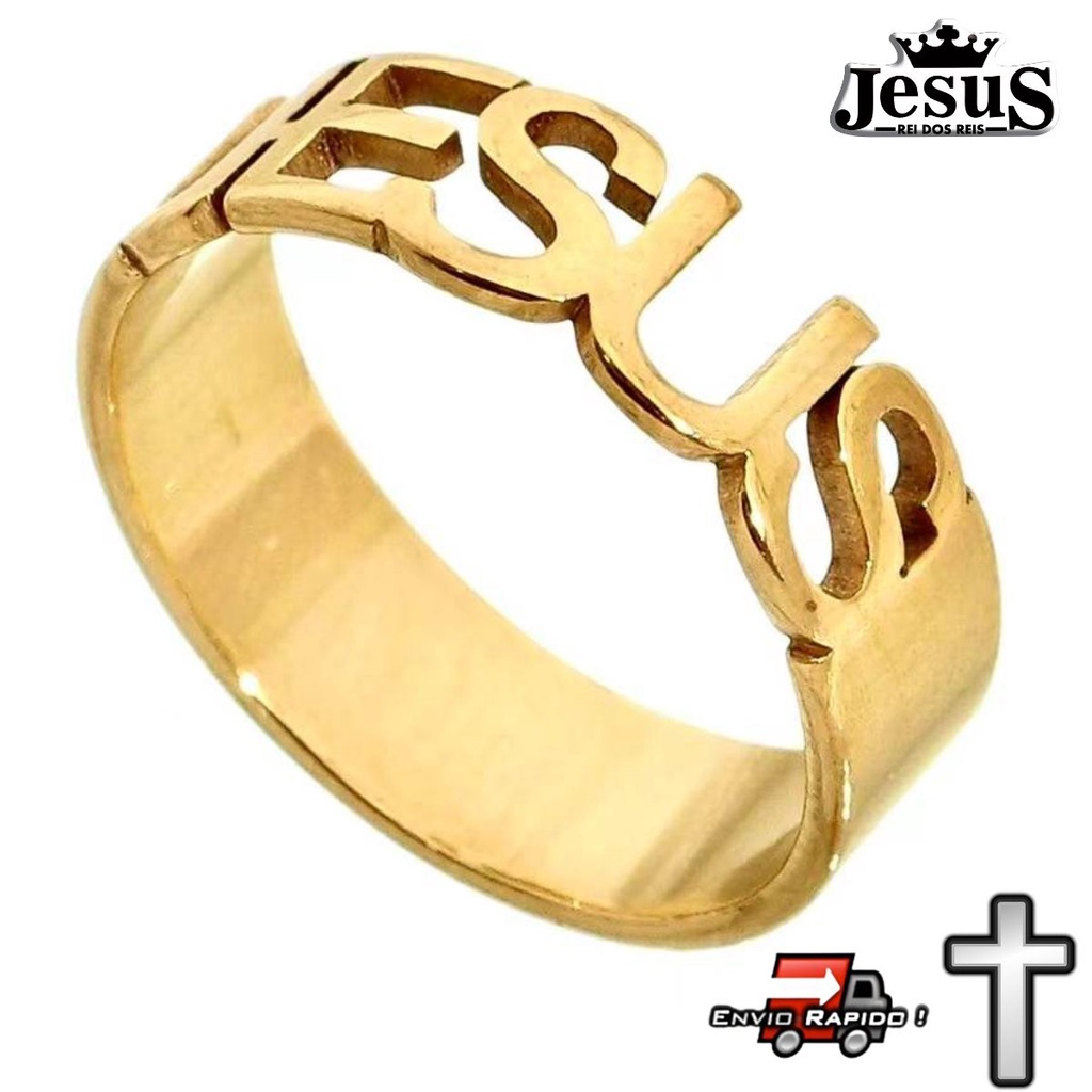Aliança Anel Dourado Jesus Religioso Cristão Católico Evangélico ...