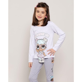 Blusa Infantil Manga Longa Estampa Interativa Lol Cinza