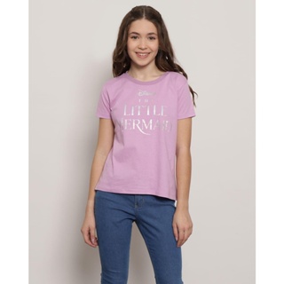 Blusa Juvenil Estampa Pequena Sereia Disney Lilás