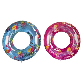 Boia Circular Decorada Flamingo Com Glitter 100 Cm