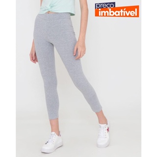 Calça Legging Juvenil Básica Lisa Mescla Cinza