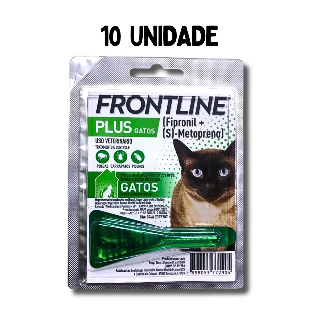 Antipulgas E Carrapatos Frontline Plus Para Gatos 10 Un | Shopee Brasil