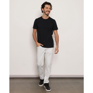 Calça Masculina Sarja Com Bolsos Slim Cinza