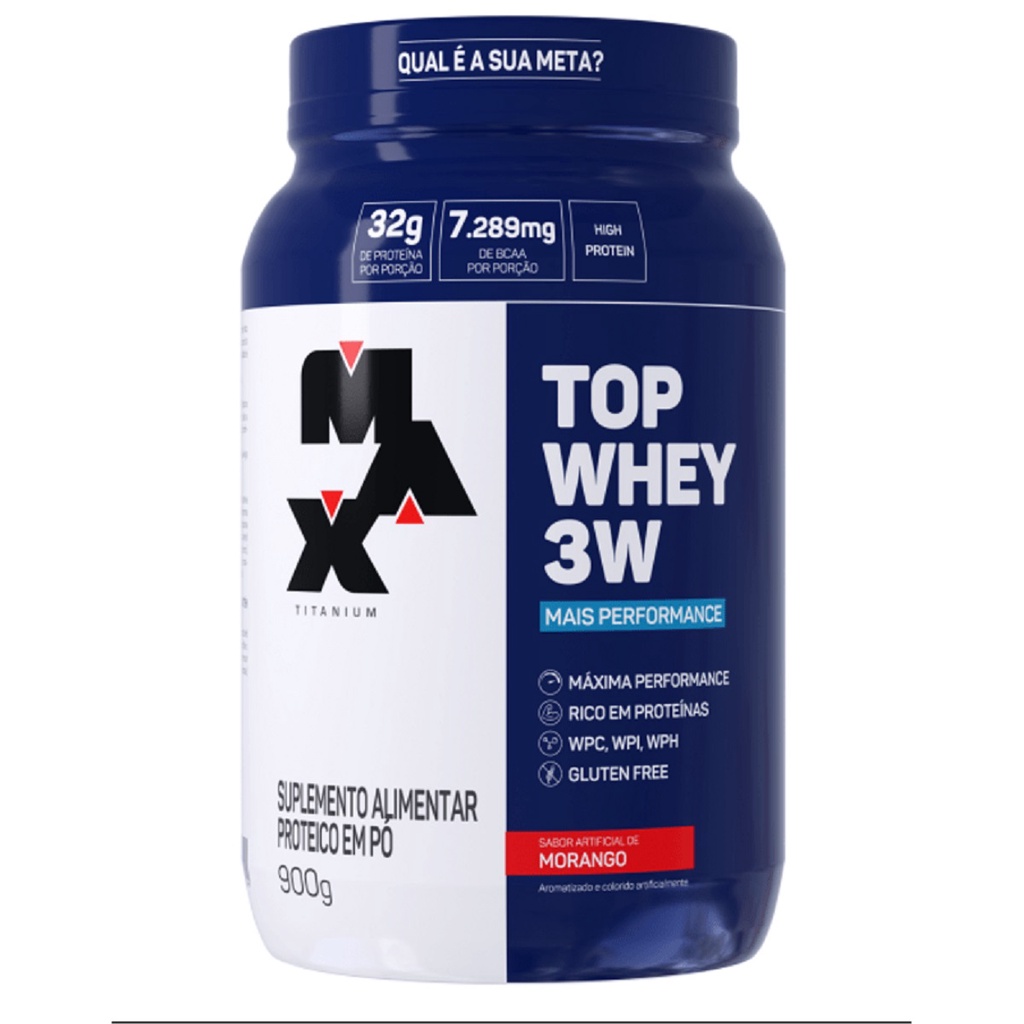 Suplemente Em Pó Top Whey 3W Performance 900gr Max Titanium