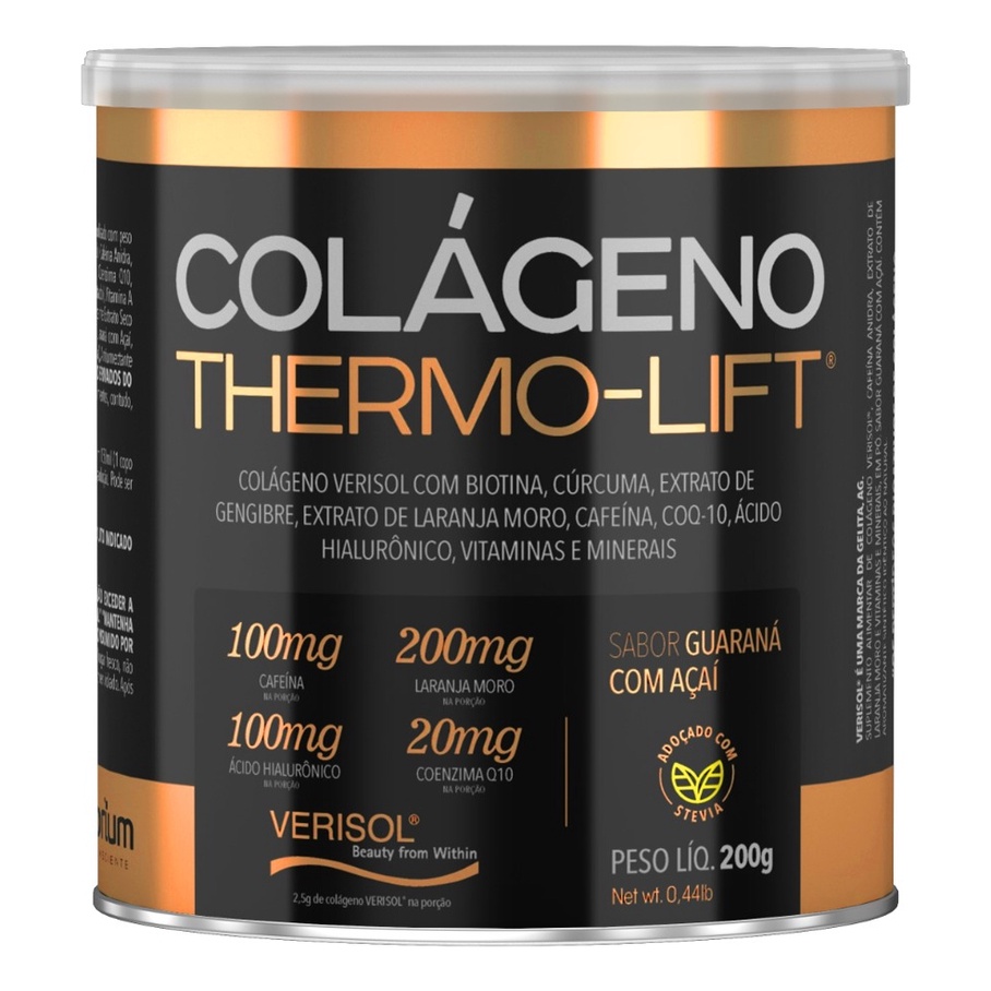 Colágeno Hidrolisado Verisol Cafeína Gengibre Ácido Hialurônico Biotina Coq10 Thermo Lift 200g Nutrilibrium