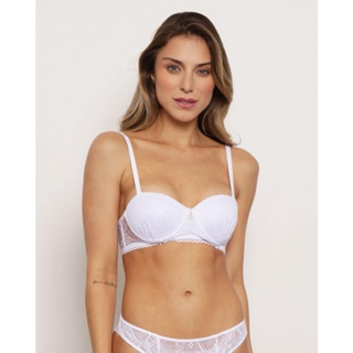Sutiã Feminino Base com Bojo e Alças Removíveis Renda Branca
