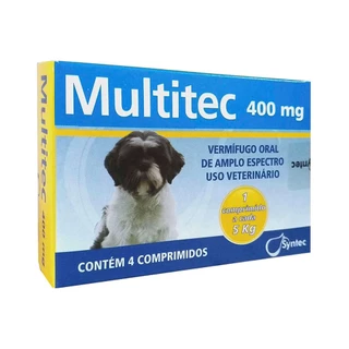 Vermífugo Multitec 400mg Para Cães até 5 Kg Syntec 4 Comprimidos