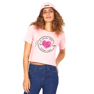 Camiseta Curta Feminina Malha Collection Every Day Polo Wear Rosa Claro