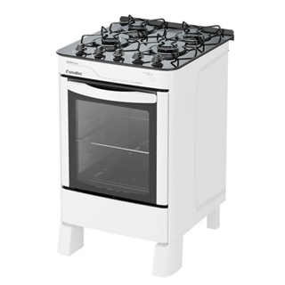 Fogão de Piso Esmaltec 4 Bocas Agata Glass | Mesa de Vidro, Acendimento Automático, Branco, Bivolt