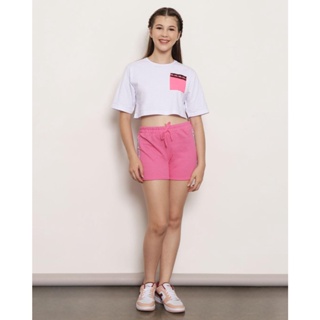 Short Juvenil Moletinho Faixa Lateral Rosa