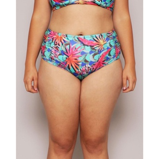 Calcinha Plus Size Feminina Biquíni Avulsa Estampado Floral Verde