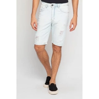 Bermuda Masculina Jeans Slim Destroyed Polo Wear Jeans Claro