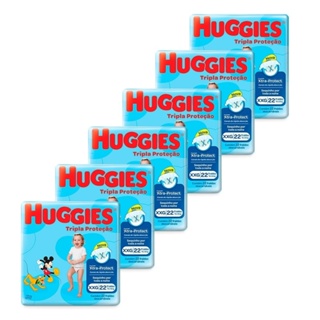Fralda Descartável Huggies Tripla Proteção Jumbo Tamanho XXG - 6 Pacotes com 22 Fraldas - Total 132 Tiras