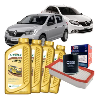 Kit Troca de Óleo e Filtros - Renault Clio Sandero Logan / Nissan March 1.0 16V - 10W40 Lubrax