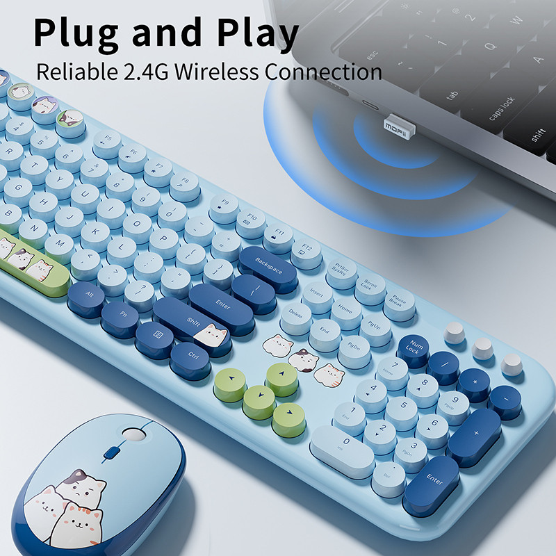 Jomaa & Mofi Ergonômico Plug and Play 2.4G Teclado Sem Fio