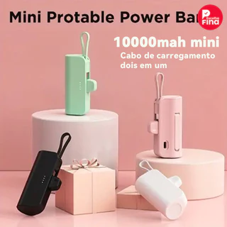 Power Bank Mini Sem Fio 2em1 - 10000mAh, Bateria Portátil para iPhone e Celulares com USB-C
