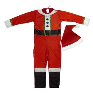 Fantasia Papai Noel Infantil Longa Com Gorro