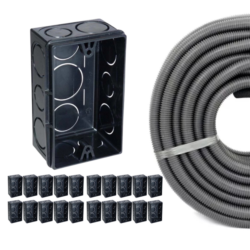 Kit Conduíte Corrugado Antichamas 50 Mts Reforçado 3/4 + 20 Unidades ...