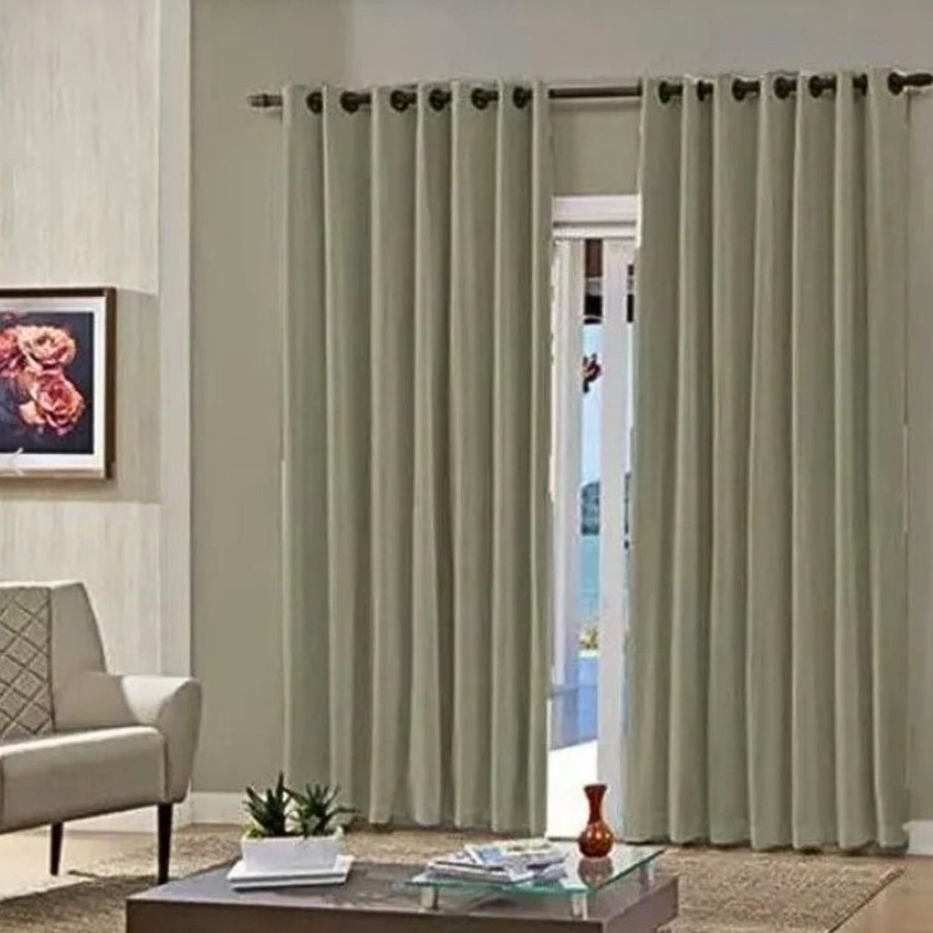 Cortina Blackout Com Voil Bella Janela Pr tika Slim Verde Militar 2 