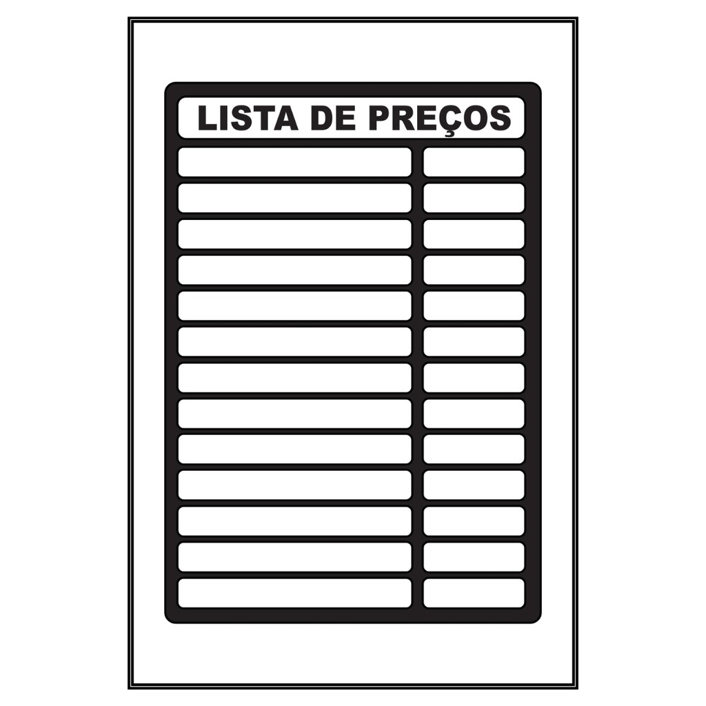 10 Placas Cartaz Lista de Preço Reutilizável Escreve e Apaga