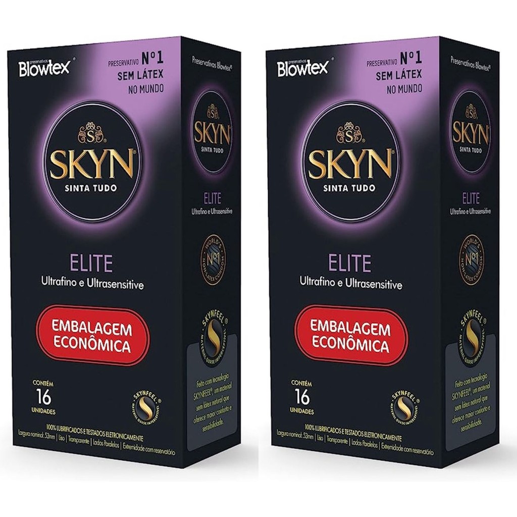 Kit 2 caixas de Preservativo Blowtex SKYN - Sensação Natural Elite c/16