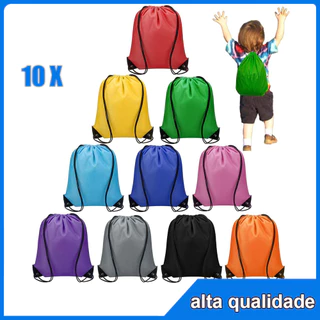 10 peças mochila colorida com cordão, mochila de poliéster, escola, esportes, bolsa escolar, esportes, dança, mochila co
