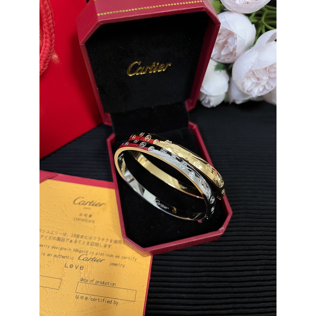 Pulseira Casual Cartier Delicada Oca Letra Logotipo Titânio Aço À Prova ...