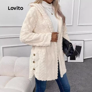 Lovito Casaco Casual de pele sintética com botão liso para mulheres LNL101633 em Promoção na Shopee Lovito Casaco Casual de pele sintética com botão liso para mulheres LNL101633