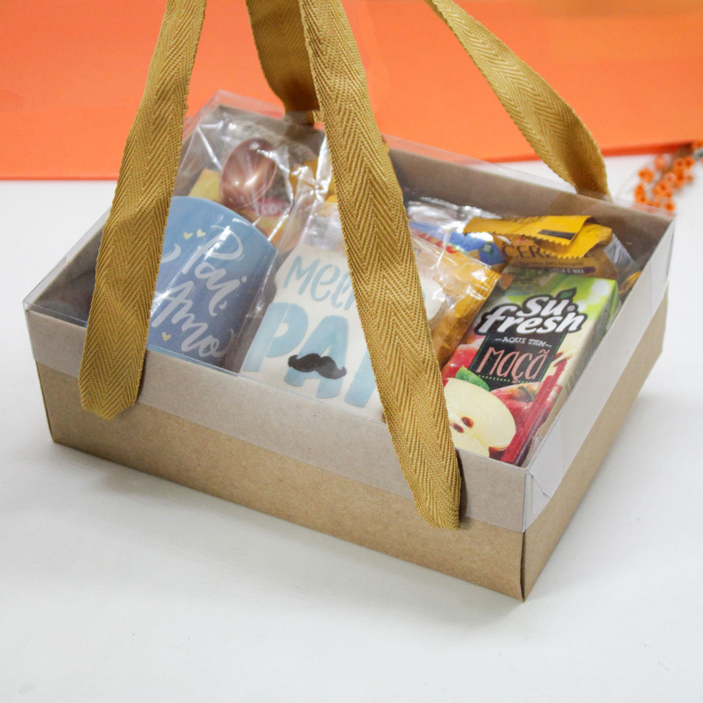 05 Embalagens Kraft para presentes ou mini cestas 20x14x7 - tampa ...