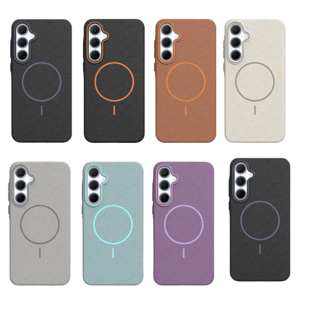 Capinha Capa Proteção Textura Couro Para S20 S21 S22 S25 S24 FE S25 Ultra Plus Magsafe Aveludada