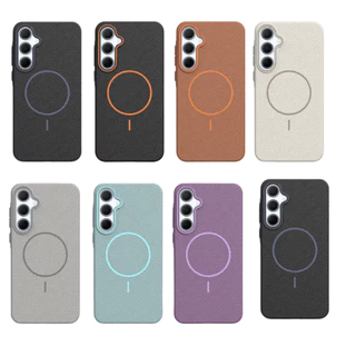 Capinha Capa Proteção Textura Couro Para S20 S21 S22 S25 S24 FE S25 Ultra Plus Magsafe Aveludada