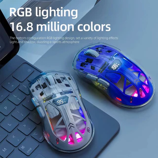 FREE WOLF A2 Dual Mode Mouse RGB Luminoso 2.4G Sem Fio Bluetooth Jogo Transparente