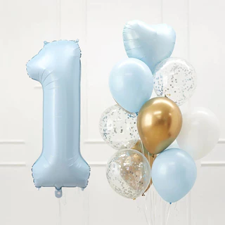 12pçs Balões Laminados De Coração , 40 Polegadas , Número Azul , Decorações De Festa De Feliz Aniversário , Crianças , M