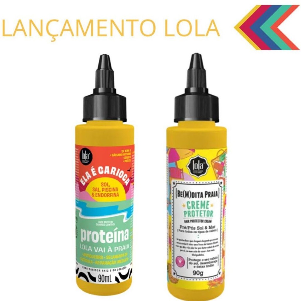 Kit Lola Vai á Praia Proteína 90g + Bemdita Creme Pré e Pós 90g ...