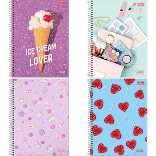 Caderno Espiral Tilibra Universitário Capa Dura 01 Matéria Vibe Feminino - Embalagem com 4 Unidades em Oferta na Shopee