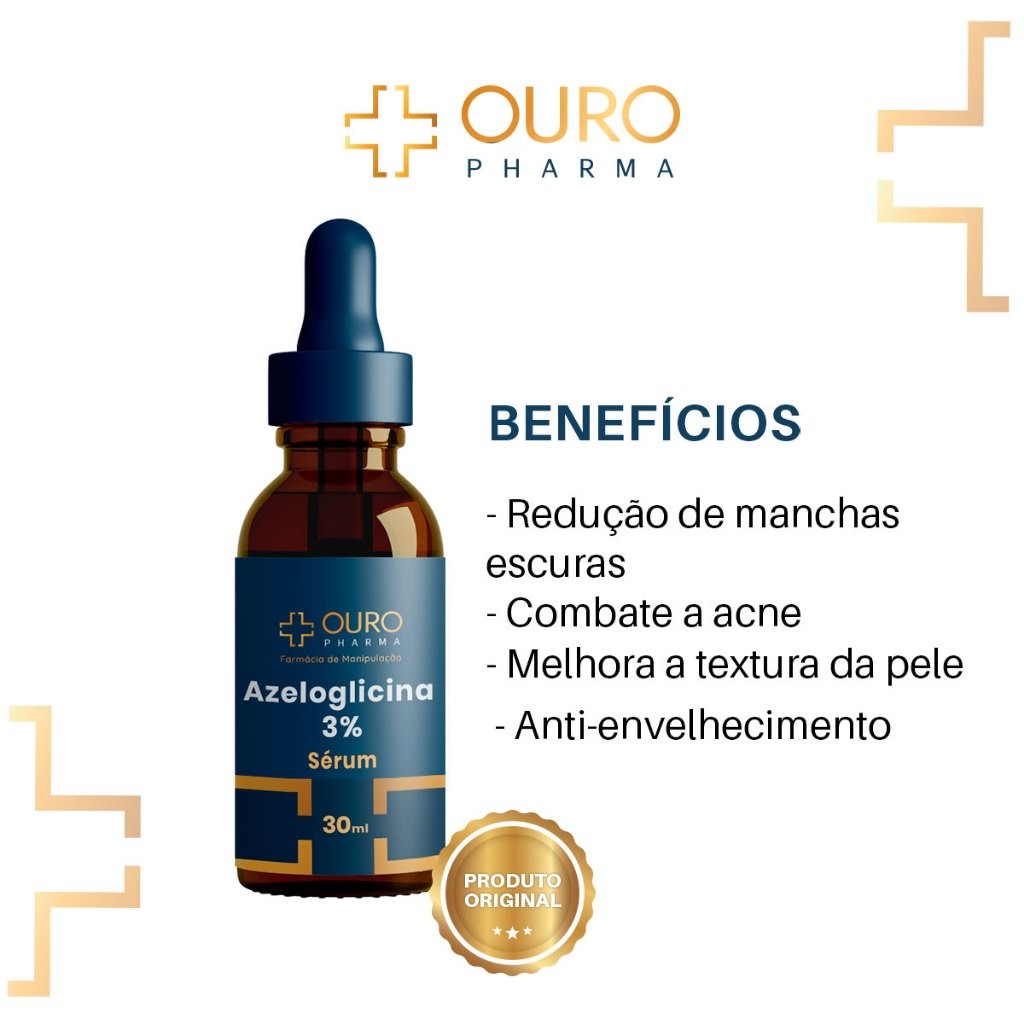 Sérum Facial 30ml Azeloglicina 3% Manchas Escuras, Anti-Idade
