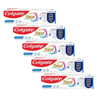 Kit 5 Creme Dental Colgate Total Whitening 180g em Oferta na Shopee