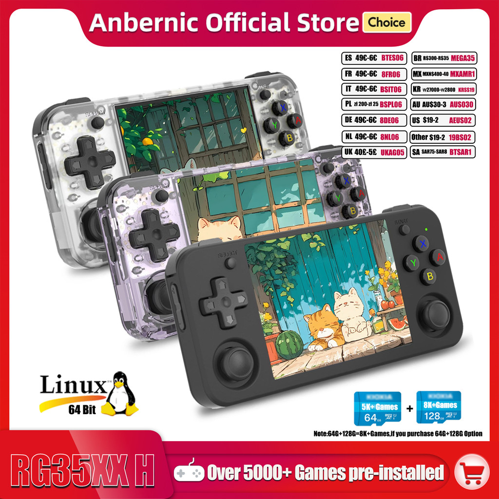 ANBERNIC RG35XX H Consoles Portáteis Para Jogar Videogames 3.5 Polegadas IPS 640 * 480 Tela Retro Game Player 3300 mAh 5