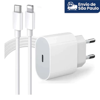 Kit Carregador De iPhone Fonte com Cabo Carregamento Rápido 1M PD 20w Entrega rápida
