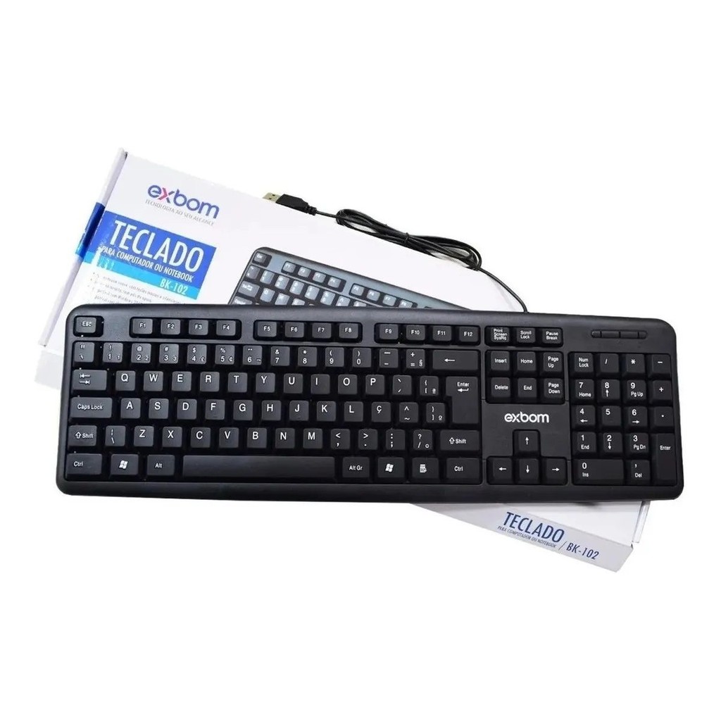 Teclado Usb Para Pc Notebook Silencioso Macio Abnt2 Com Fio | Shopee Brasil