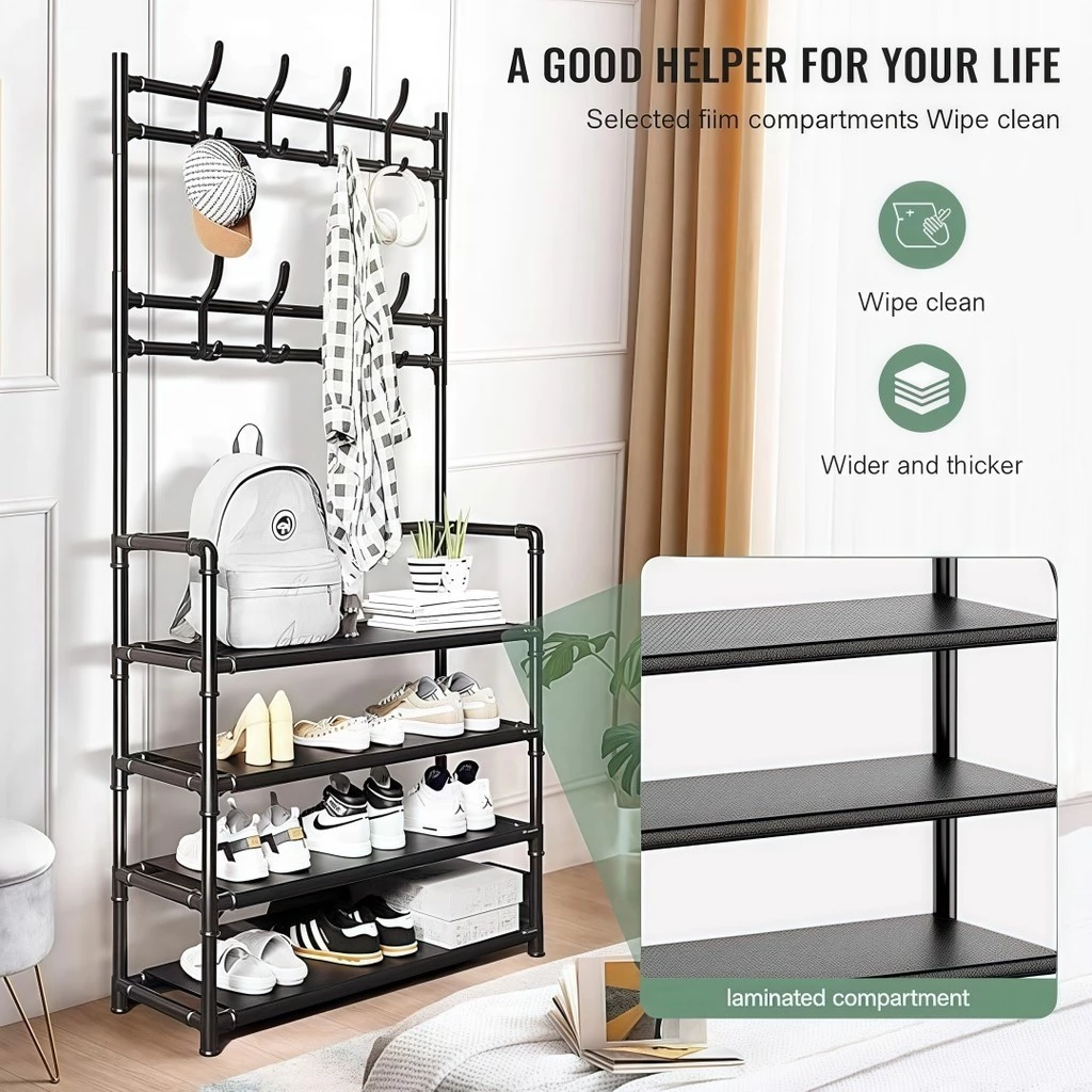 Arara 4/5 Andar Sapateira Organizador Cabideiro Suporte Multiuso Sapato Tenis Roupa Armários TOP&CASA - Imagem 3