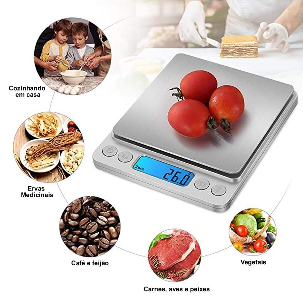 Mini Balança Digital De Cozinha Alta Precisão 0,1g Até 2000g para pesar ...