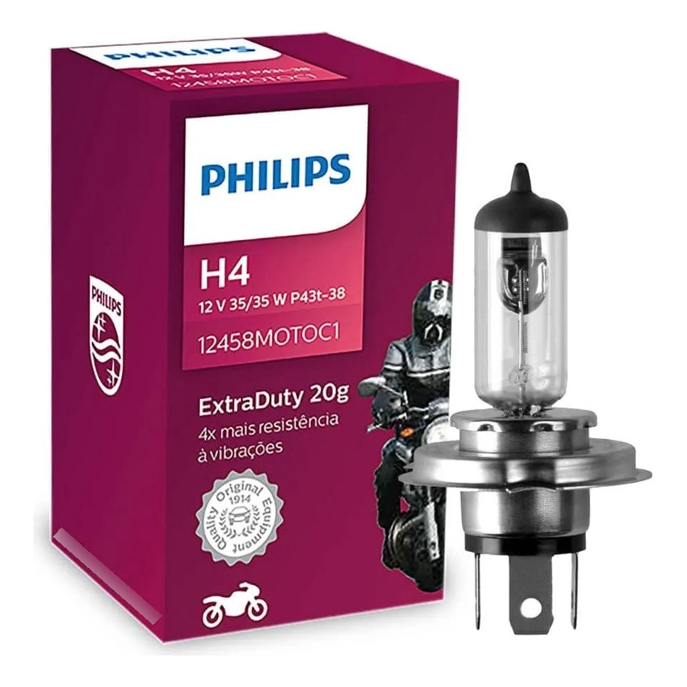 Lâmpada Halógena Standard Philips Moto H4 35/35w 12v 12458 | Shopee Brasil
