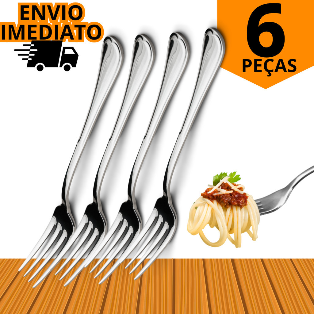 Kit 6 Garfo Grande Inox Resistente Talheres Inox Utensílio Cozinha ...