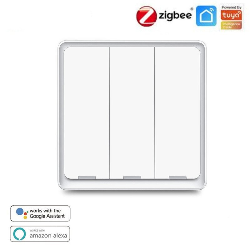 Interruptor Tuya Smart Zigbee, Interruptor de Cena Zigbee de Quatro Teclas Livremente Colado, Painel de Interruptor de C
