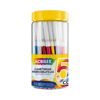 POTE MARCADOR CANETINHA HIDROGRAFICA ACRILEX - 50 CORES