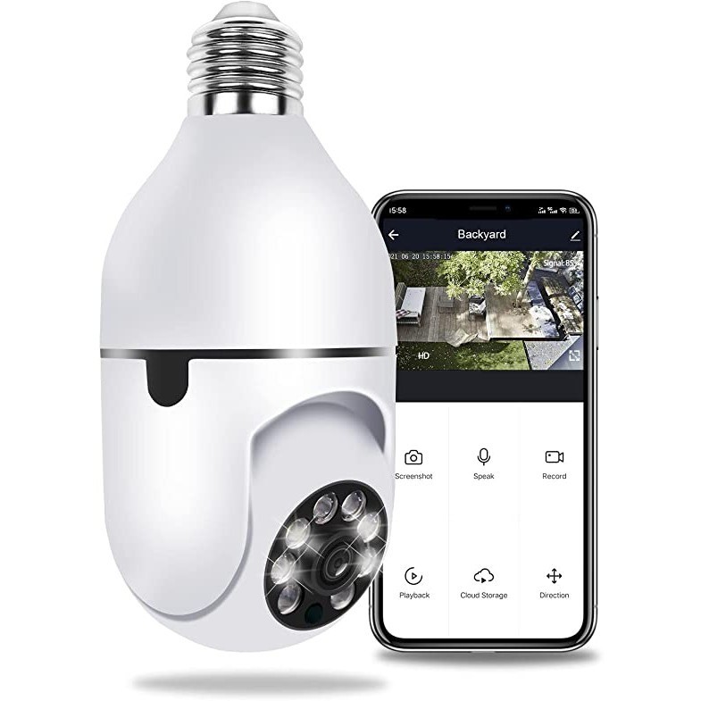 Câmera Segurança Lâmpada Wifi Full HD Sem Fio 360 Yoosee Visão Noturna 8177