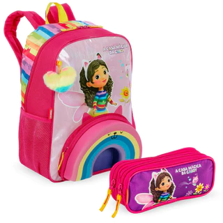 Kit Infantil Mochila De Costas E Estojo Gabby Rainbow em Oferta na Shopee