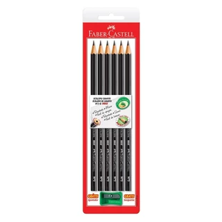 Lápis Faber Castell Max Grafite Preto Embalagem com 6 Unidades + 1 Apontador Simples Grátis em Oferta na Shopee